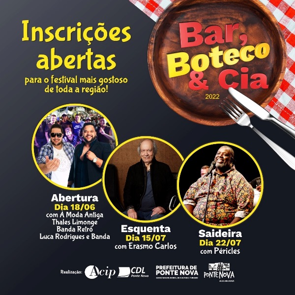 Neste sábado tem a abertura oficial do Bar, Boteco & Cia 2022!